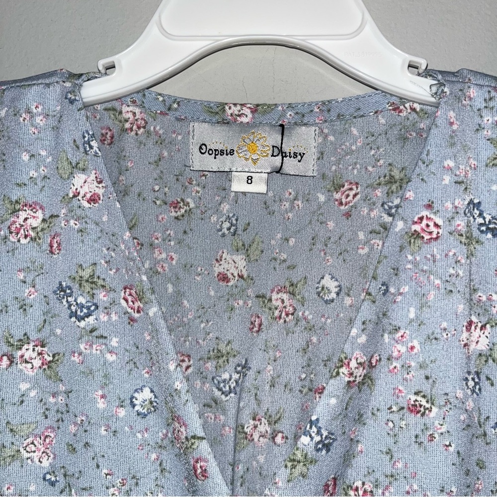 Oopsie Daisy Floral Kids Casual Dress - Blue- girls 8 - Picture 2 of 6